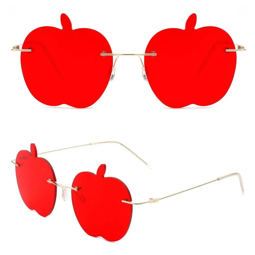 Funky Chic Rimless Apple Shape Red Sunglasses Party Fun Vibes